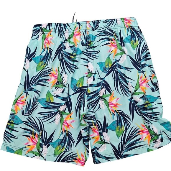 [g] George Green Tropical Print Swim Trunks Size XL (40-42) Cargo Pocket Elastic - Picture 2 of 8